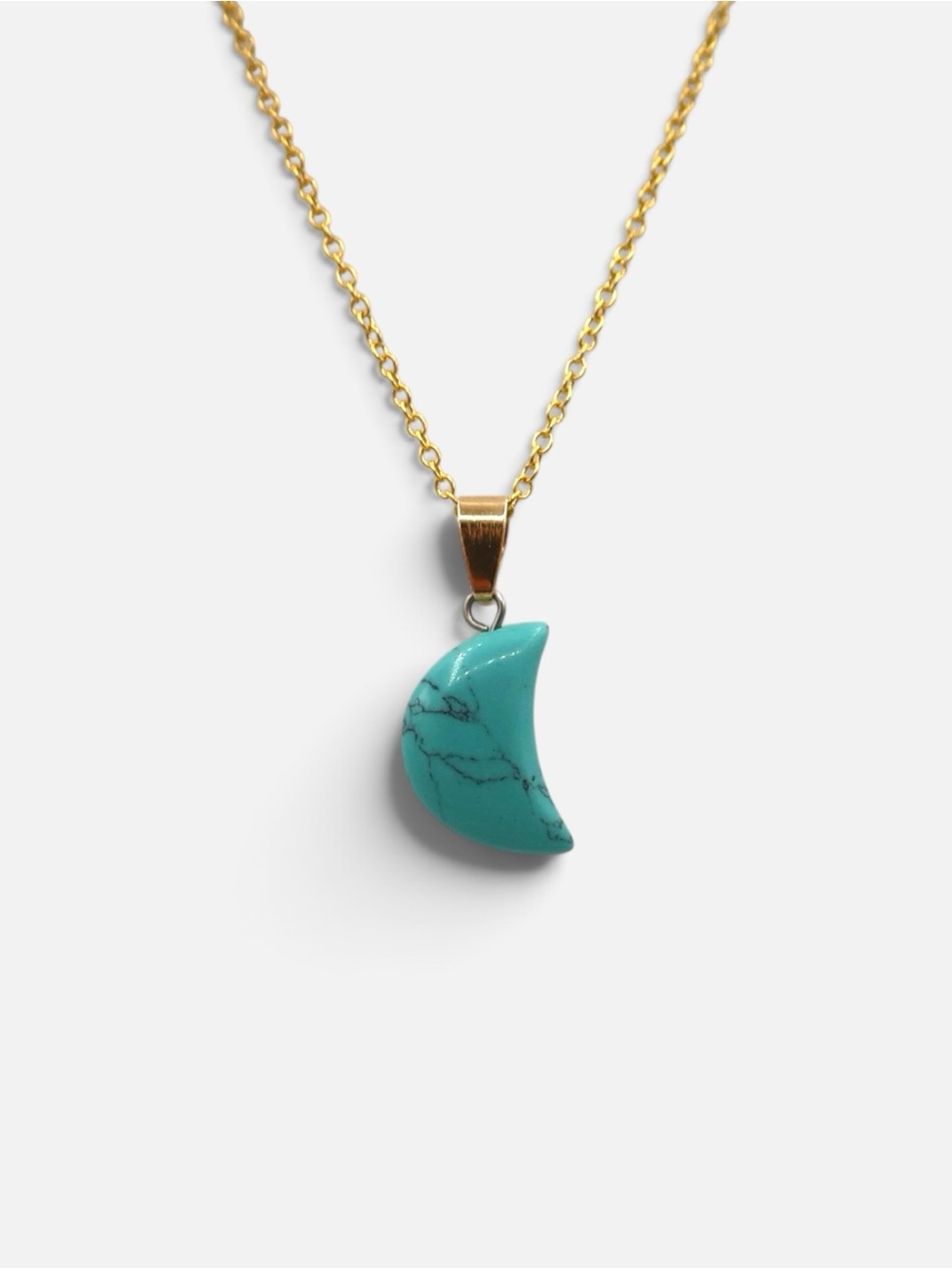 TURQUOISE MOON NECKLACE (GOLD)